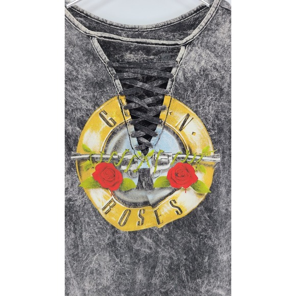 Retro 90s Guns N Roses Lace Up Women Acid Wash Tee Shirt XS Grunge Streetwear - Picture 2 of 8